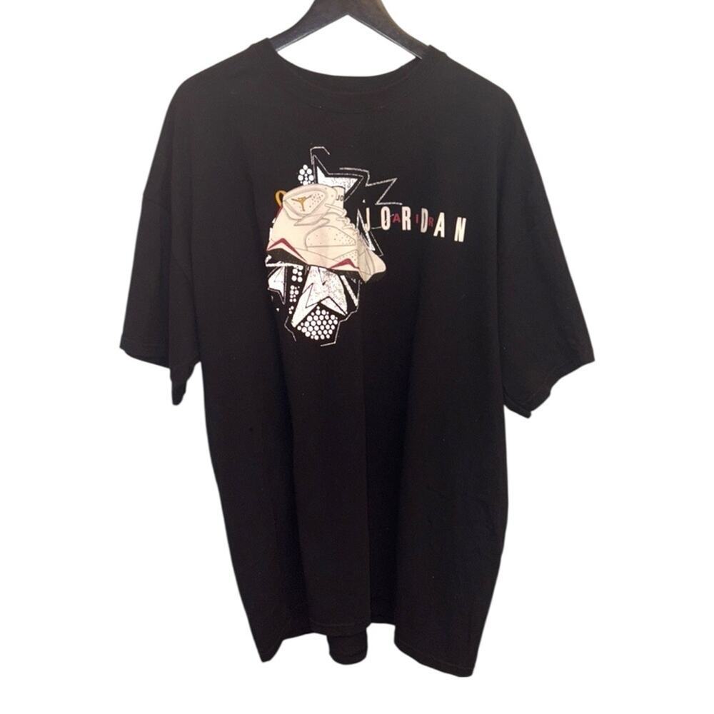Vintage Nike Air Jordan Men’s XXL Black Jumpman Graphic Tee Red Orange